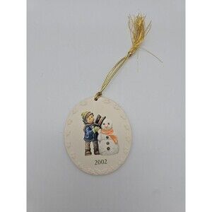 VTG Berta HUMMEL Porcelain Christmas Ornaments 2002 Snowman Double sided Boxed